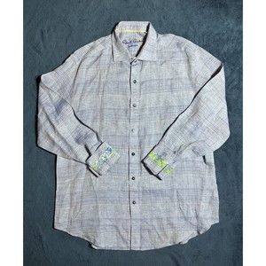 Robert Graham Exclusive Long Sleeve Shirt Men's XL Purple Flip Cuffs Classic Fit
